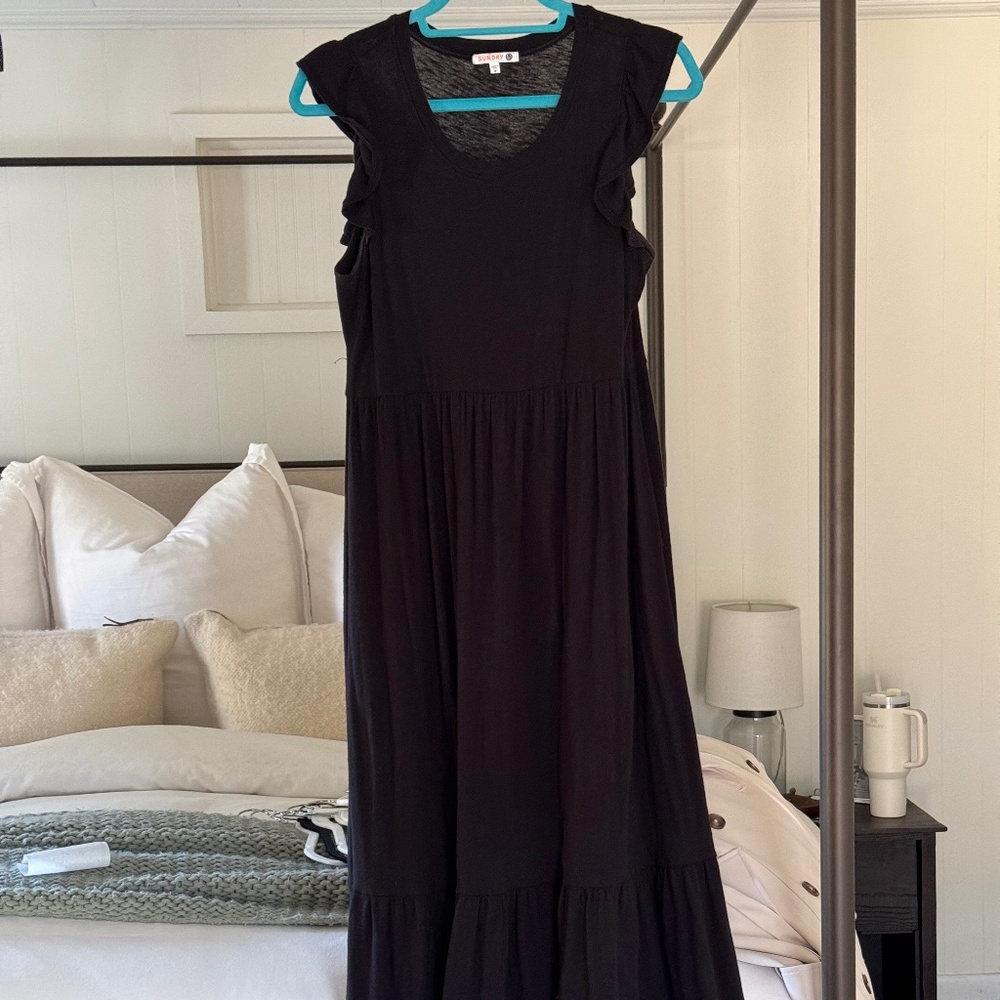 Sundry Ruffle Sleeve Midi Dress